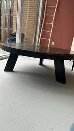 Zwarte salon tafel met stalen zwarte poten, Huis en Inrichting, Tafels | Salontafels, Ophalen, 50 tot 100 cm, Zo goed als nieuw