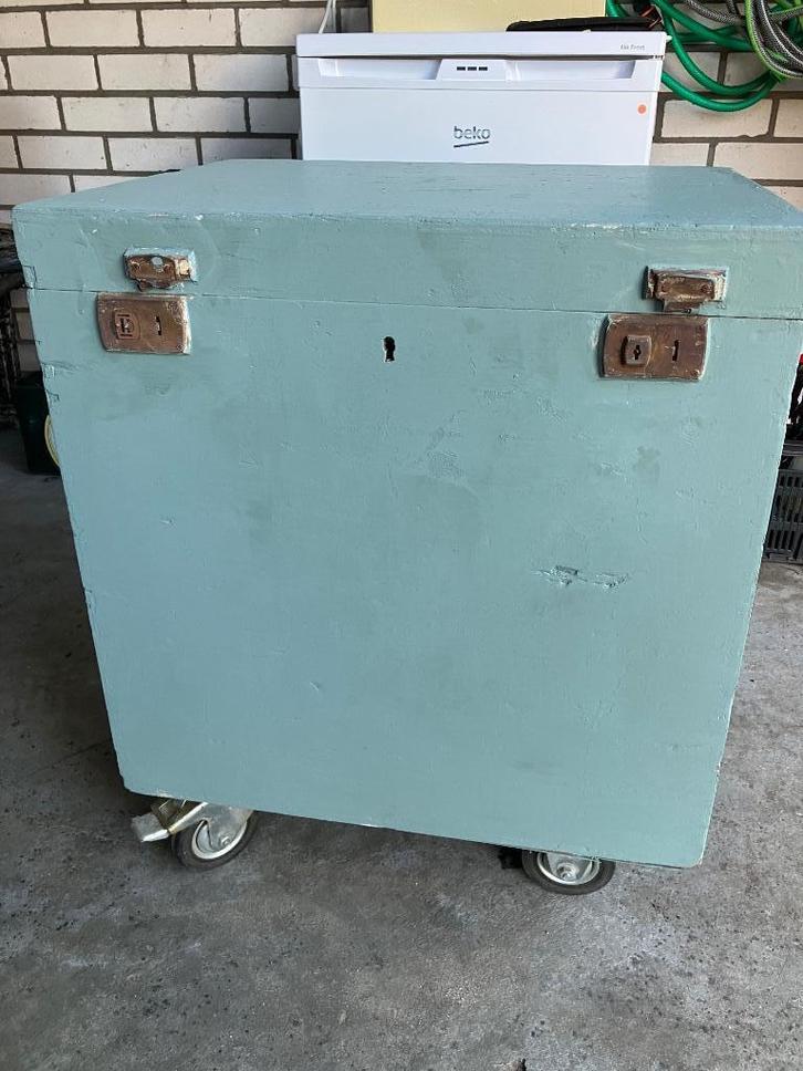 opbergkist, houten opbergkist, hoge kist, opbergkist, Huis en Inrichting, Woonaccessoires | Kisten, Gebruikt, Minder dan 50 cm