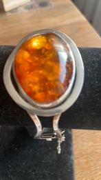 Prachtig zilver armband met grote barnsteen, Verzenden, Zilver