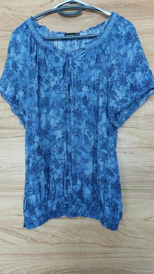 Janina damesblouse blauw maat 48, Kleding | Dames, Blouses en Tunieken, Zo goed als nieuw, Maat 46/48 (XL) of groter, Blauw, Ophalen of Verzenden