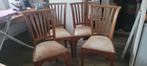 Eetkamerstoelen 4x Teakhout met blonde koeienhuid, Huis en Inrichting, Stoelen, Ophalen, Bruin, Vier