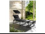 LIVARNO Aluminium ligbed met zonnedak Houston zwart, Tuin en Terras, Ophalen, Nieuw, Aluminium, Verstelbaar