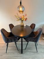 Ovale Mango Eettafel 180cm / Eetkamerstoel velvet, Huis en Inrichting, Complete eetkamers, Ophalen, Zo goed als nieuw, 4 tot 6 stoelen