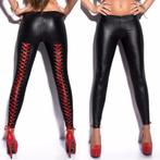 Dames legging leer look lace (sexy broek zwarte leren), Verzenden, Nieuw, Zwart, Lang