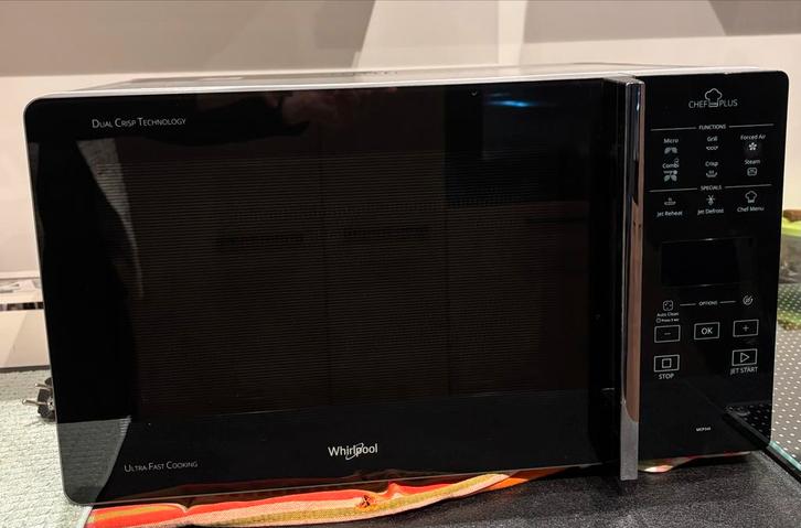 Whirlpool Combimagnetron, Witgoed en Apparatuur, Magnetrons, Gebruikt, Vrijstaand, Combimagnetron, 45 tot 60 cm, Crisp, Draaiplateau