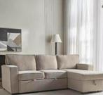 Mooie Beige Slaapbank met Opbergruimte, Hoekbank, Driepersoons, 75 tot 100 cm, Ophalen of Verzenden