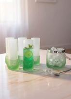 Italiaanse vintage groene dobbelsteen cocktailglazen set, Ophalen of Verzenden