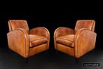 Exclusieve Art Deco fauteuil(s) in dik natuurecht zadelleer, Huis en Inrichting, Fauteuils, Nieuw, Ophalen of Verzenden, 75 tot 100 cm