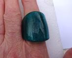 Blauwe glas ring iets doorzichtig, Sieraden, Tassen en Uiterlijk, Ringen, Overige materialen, Blauw, 17 tot 18, Dame