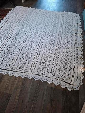 Gehaakte wit katoenen brocante sprei 175x200 cm beschikbaar voor biedingen