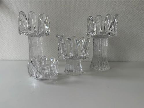Kosta Boda Sunflower kandelaars Goran Warff set van 4, Antiek en Kunst, Antiek | Glas en Kristal, Ophalen of Verzenden