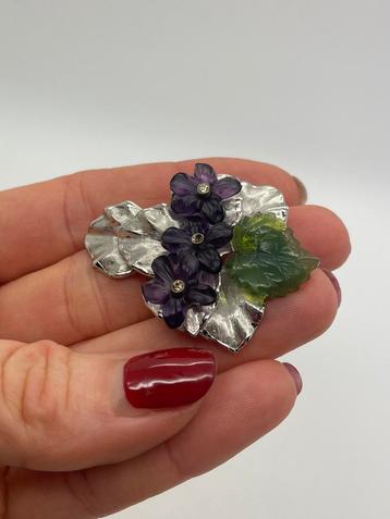 A150 Prachtige zilveren broche botanisch beschikbaar voor biedingen