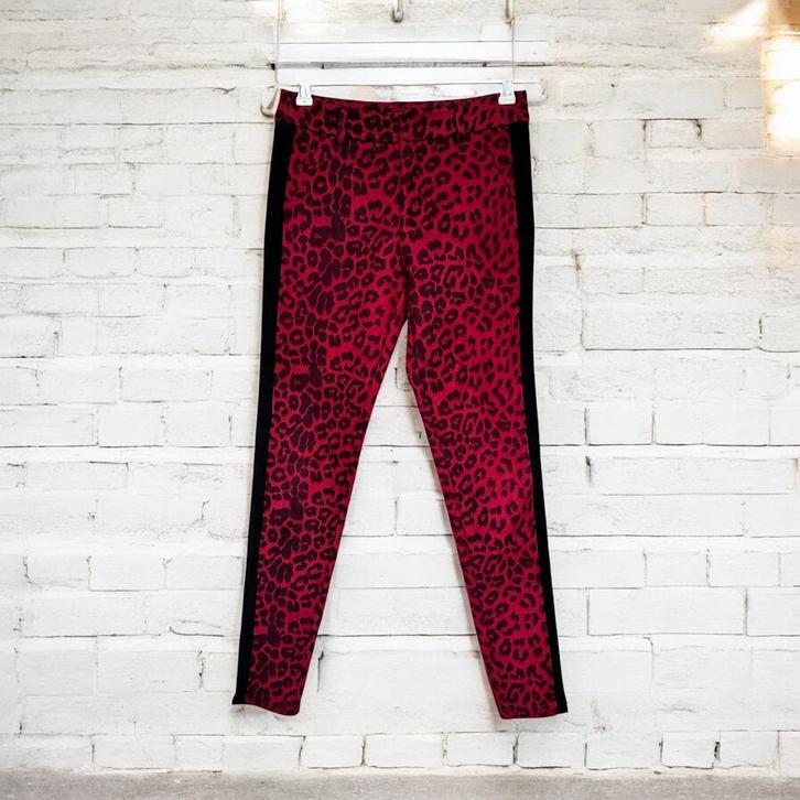 Loavies Broek Maat XS Rood Zwart Panterprint Streep, Kleding | Dames, Broeken en Pantalons, Zo goed als nieuw, Maat 34 (XS) of kleiner