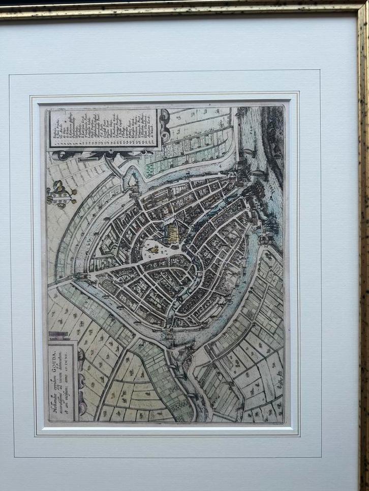Kopergravure Gouda 1620, Antiek en Kunst, Kunst | Etsen en Gravures, Ophalen