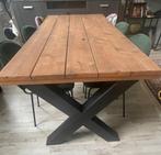 TE KOOP: Mooie massief houten eettafel met 6 stoelen, Huis en Inrichting, Ophalen, Industrieel stijle eettafel, Gebruikt, 200 cm of meer