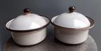 Vintage 2  Dekschaal vintage Potterie De Driehoek - serie, Ophalen of Verzenden, Zo goed als nieuw, Overige materialen, Pot, Bus of Blik