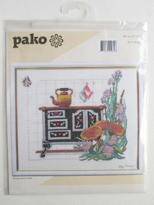 Retro Borduurpakket Deurschild keuken no 721, Hobby en Vrije tijd, Borduren en Borduurmachines, Nieuw, Borduurpakket, Handborduren