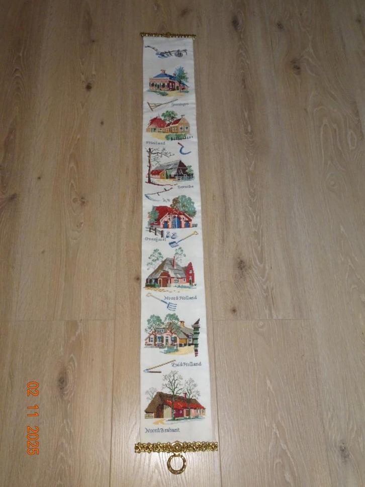 Handgeborduurd schellekoord met koperen ornamenten, Hobby en Vrije tijd, Borduren en Borduurmachines, Nieuw, Overige typen, Handborduren