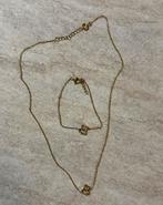 Setje goude armband + ketting hartjes, Ophalen of Verzenden, Zo goed als nieuw, Goud, Overige materialen