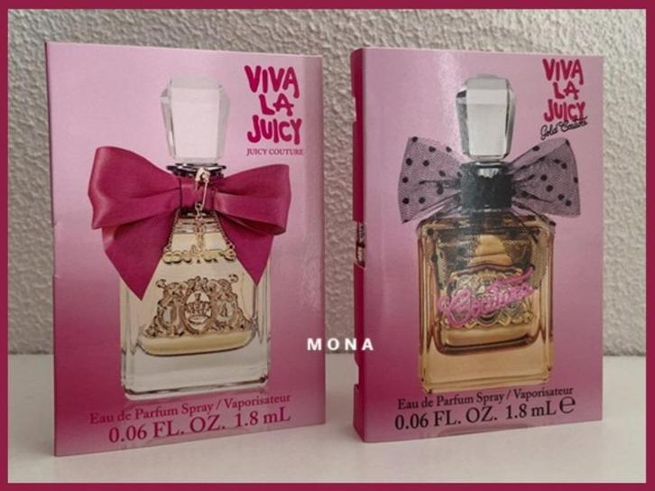 Viva La Juicy set 2 parfum samples proefjes testers monsters, Sieraden, Tassen en Uiterlijk, Uiterlijk | Parfum, Nieuw, Verzenden