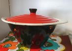 11961 vintage emaille schaal in zwart met puntjes swiet, Antiek en Kunst, Verzenden