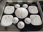 Vintage plateel pindaset & gebaksschotels Record Flora Gouda, Ophalen of Verzenden