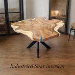 Industriële suar (epoxy)boomstam eettafel rond 130 cm., Huis en Inrichting, Tafels | Eettafels, Metaal, Rond, Nieuw, Ophalen of Verzenden