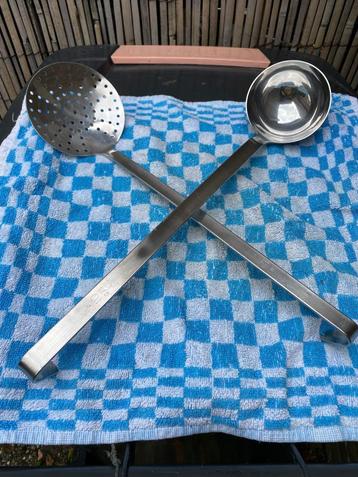 Grote rvs horeca opscheplepel en schuimspaan, 40cm lang beschikbaar voor biedingen