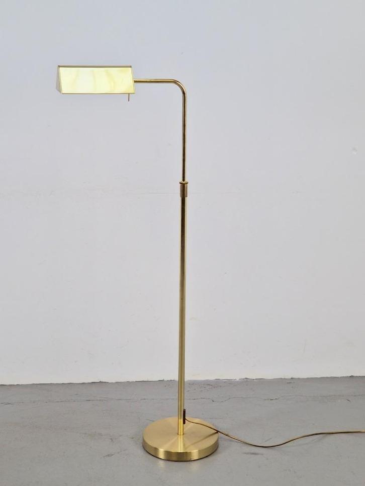 Vintage Messing Vloerlamp Verstelbaar Regency ´70 goud lamp, Huis en Inrichting, Lampen | Vloerlampen, Zo goed als nieuw, 150 tot 200 cm