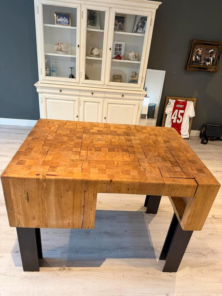 Robuust Eiken Hakblok - 130x90x100cm, Antiek en Kunst, Antiek | Meubels | Tafels, Ophalen
