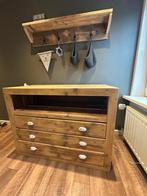 Steigerhouten Commode met Kapstok & Plank, Huis en Inrichting, Ophalen, Gebruikt, 100 tot 150 cm, Met lade(s)