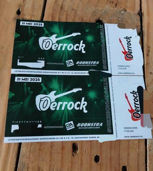 Oerrock 2 zaterdag kaarten op te halen. Bieden per stuk, Tickets en Kaartjes, Concerten | Pop, Mei