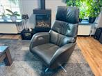 Grijze leren “De Toekomst” relax fauteuil elektrisch en accu, Huis en Inrichting, Fauteuils, Ophalen, Gebruikt, Leer, 50 tot 75 cm
