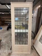 Houten Ensuite Deuren (antiek) met glas in lood, Ophalen, Gebruikt, 80 tot 100 cm, Binnendeur