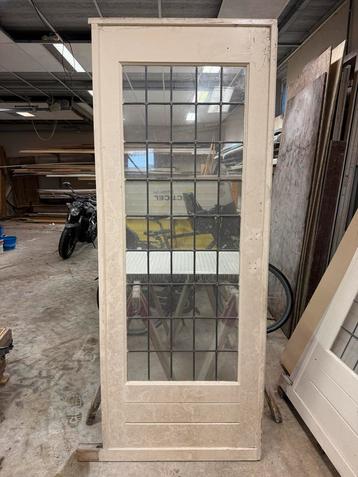 Houten Ensuite Deuren (antiek) met glas in lood beschikbaar voor biedingen
