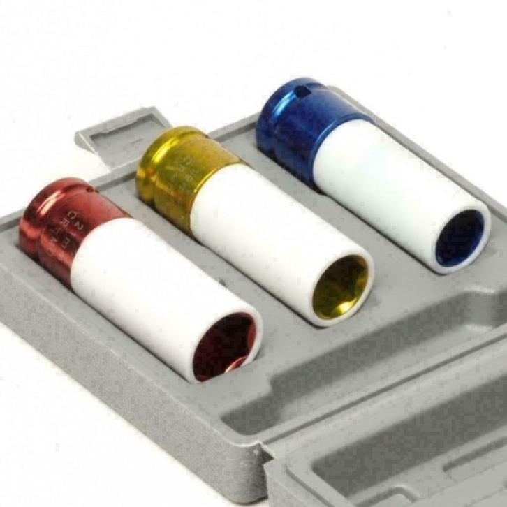 Doppenset 3 delig 17-19-21 mm voor lichtmetalen velgen, Auto diversen, Autogereedschap, Nieuw, Ophalen of Verzenden