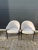 2 x beige grijze velvet eetkamerstoelen, Huis en Inrichting, Stoelen, Ophalen, Zo goed als nieuw, Grijs, Vijf, Zes of meer stoelen