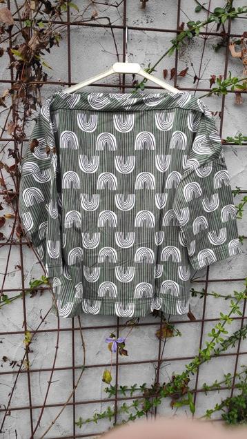 Handmade katoenen shirt 3/4 mouw, boothals, maat 44 beschikbaar voor biedingen