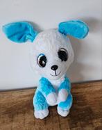 Knuffel hond puppy blauw wit met grote ogen, Hond, Ophalen of Verzenden, Zo goed als nieuw