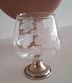 Cognac glas op verzilverde parelrand voet, Ophalen of Verzenden, Zo goed als nieuw, Overige typen