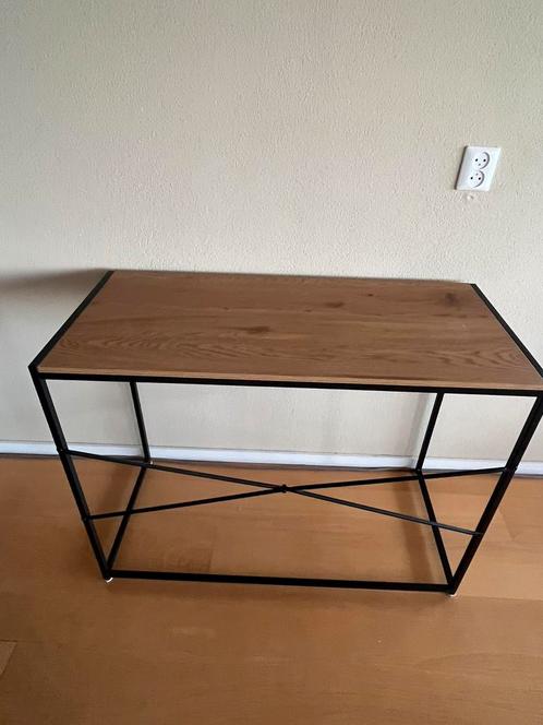 MOET WEG! Side table hout met metalen frame, Huis en Inrichting, Tafels | Sidetables, Zo goed als nieuw, 25 tot 50 cm, 100 tot 150 cm