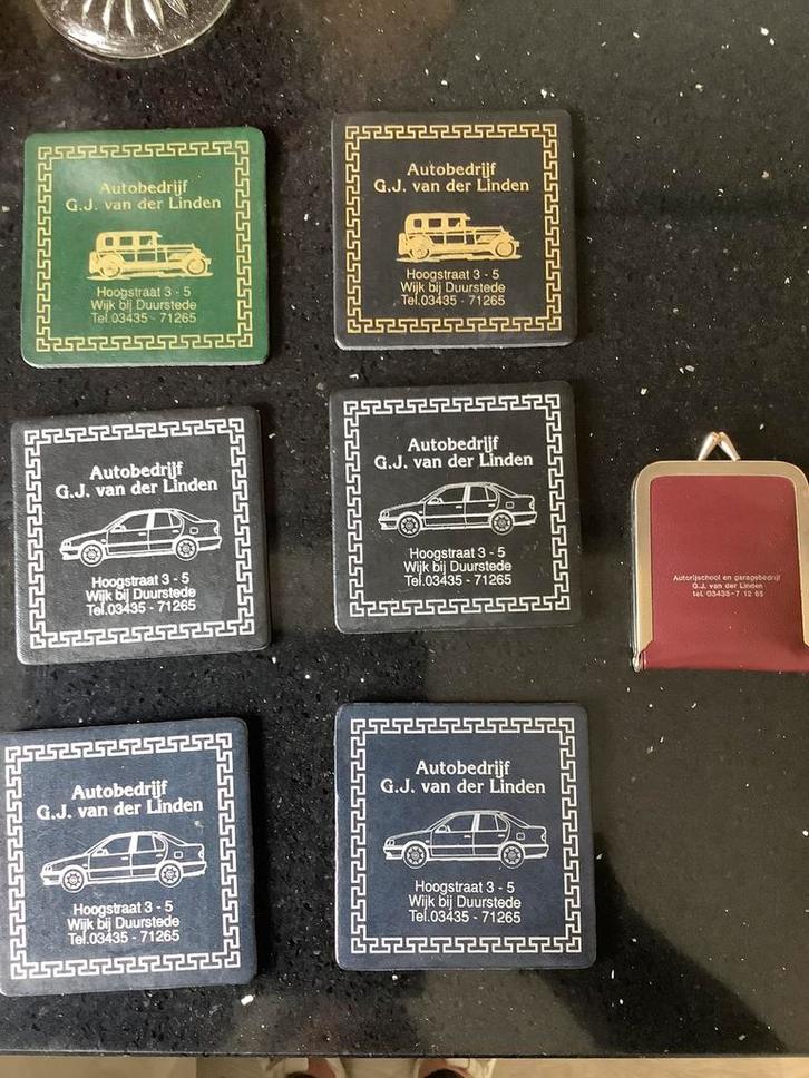 Onderzetters/naaigerei autobedrijf G.J. van der Linden, Verzamelen, Merken en Reclamevoorwerpen, Gebruikt, Gebruiksvoorwerp, Ophalen of Verzenden