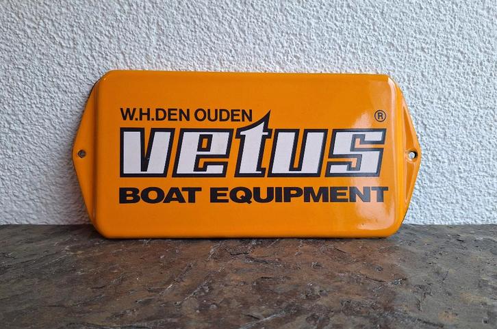 Emaille deurpostje Vetus, Verzamelen, Merken en Reclamevoorwerpen, Gebruikt, Reclamebord, Ophalen of Verzenden