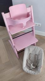 Roze Stokke Tripp trapp + babyset en newborn, Kinderen en Baby's, Kinderstoelen, Stoelverkleiner, Gebruikt, Ophalen of Verzenden