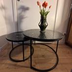 Marmeren Salontafel Set van 2 (Knibbeler Wonen), Ophalen, Minder dan 45 cm, Minder dan 55 cm, Metaal of Aluminium
