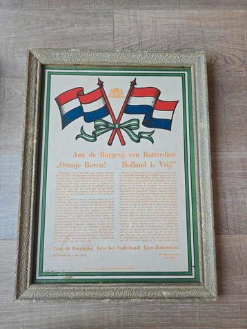 Originele zeefdruk proclamatie 7 Mei 1945 Rotterdam €29 beschikbaar voor biedingen