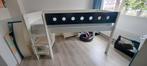 Flexa halfhoogslaper wit/antraciet incl. valbescherming, Ophalen, 85 tot 100 cm, Gebruikt, Hoogslaper of Stapelbed