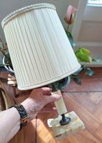 Vintage onyx en messing lamp met kapje, marmer,, Ophalen of Verzenden