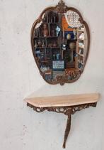 Set van barok spiegel en wandconsole met marmeren planchet., Ophalen, Ovaal, Minder dan 50 cm, Minder dan 100 cm