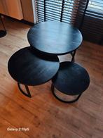Set van 3 zwarte ronde tafels., Ophalen, 50 tot 100 cm, Rond, 50 tot 100 cm